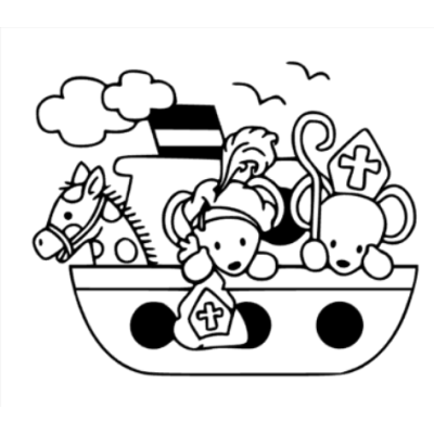 Sint raamsticker "Stoomboot vol muizen"